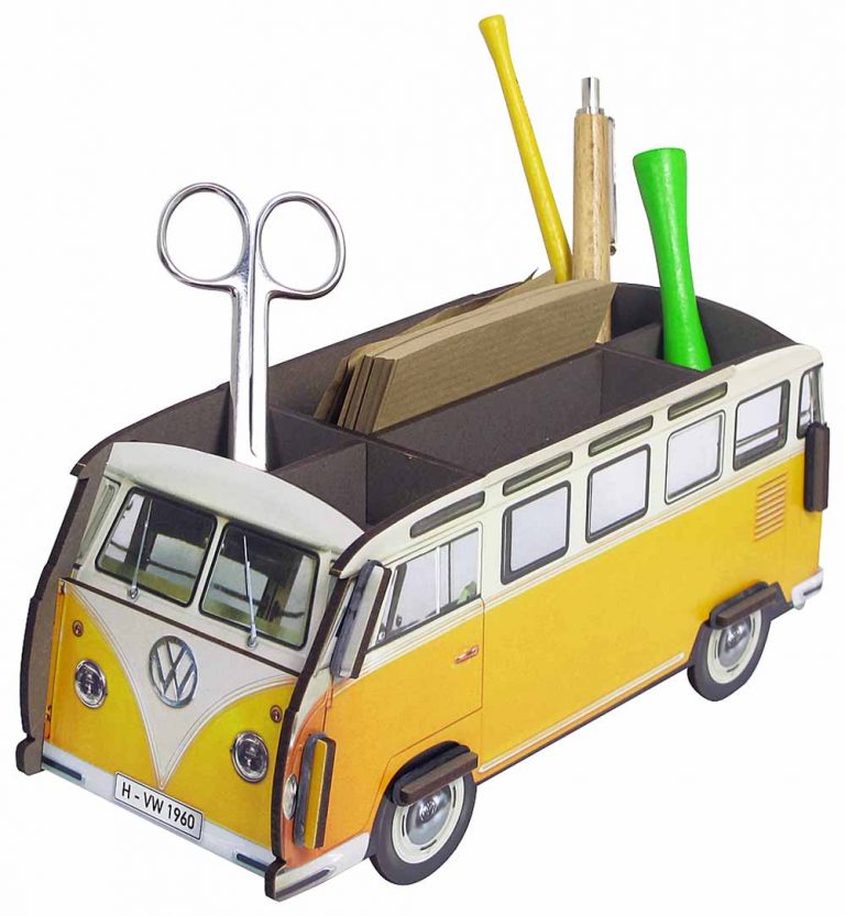 Pot à crayons VW Combi T1 en jaune.