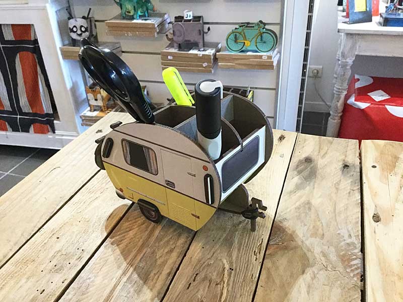 Pot à crayons CARAVANE vintage en bois recyclé. Werkhaus.