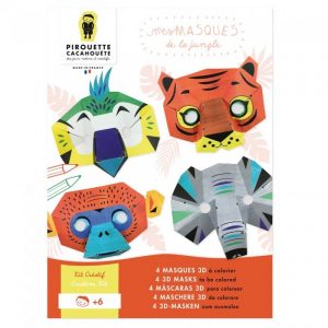 Kit créatif 4 Masques Animaux de la Jungle. France.