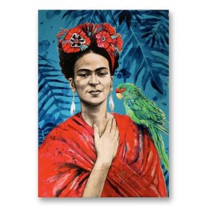 "Frida au Perroquet". Reproduction signée, sur Papier d'art. Stéphanie Ledoux.