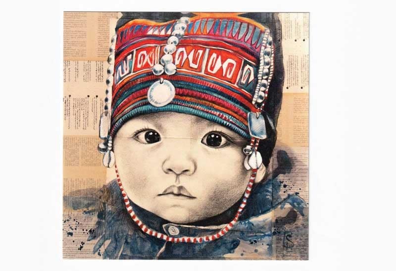 Bebe Akha Carte Postale Sur Papier D Art Stephanie Ledoux Kabambi