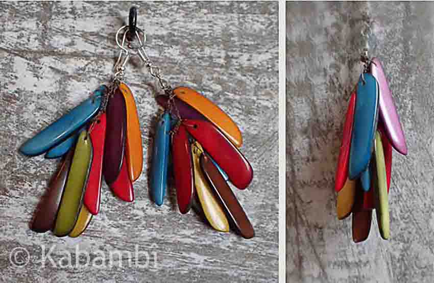 Boucles d'oreilles Flamme. Ivoire Végétal. – Image 8