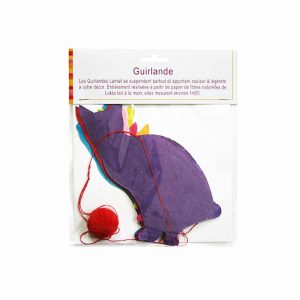 Guirlande multicolore "Chats" en papier Lokta. Lamali.