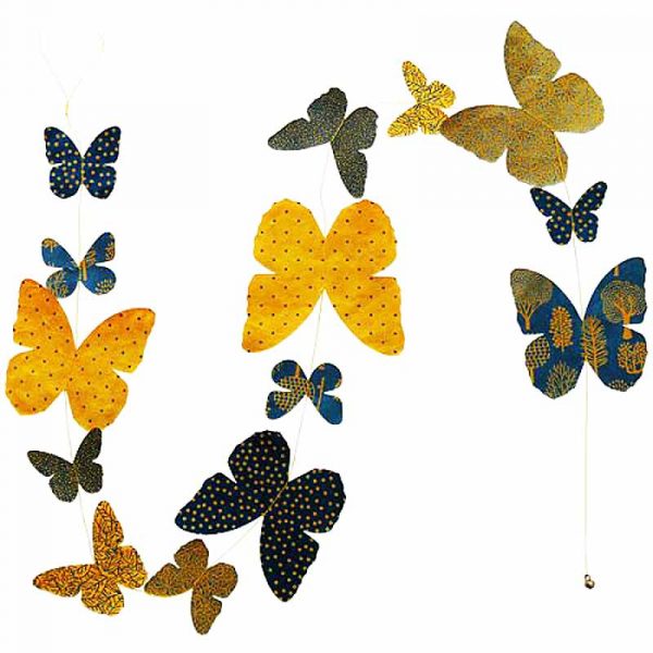 Guirlande "Papillons Oslo" en papier Lokta. Lamali.