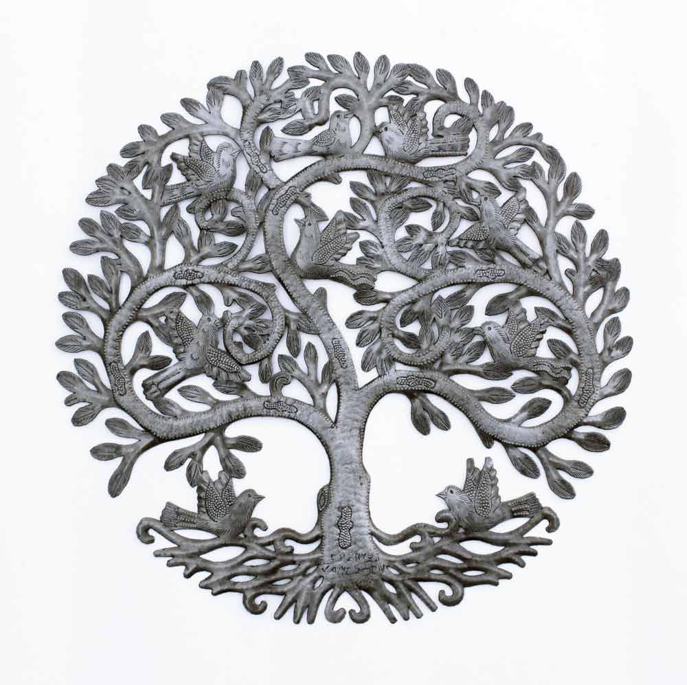 Décoration Métal Arbre De Vie WADORN - Panneau Noir 24.5x28 Cm - Pour Jardin, Patio, Extérieur - Style Minimaliste