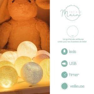Guirlande Lumineuse 10 LED Boule Céleste - L. 192 Cm - Argent Et