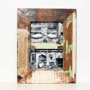 Cadre en bois de récupération pour 2 photos 10 x 15 cm, Nature & Styles.