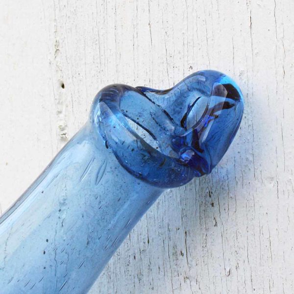 Vase "goutte" soliflore bleu en verre à suspendre, fait main.