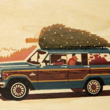 Carte postale de Noël en bois d'érable. Woodhi.