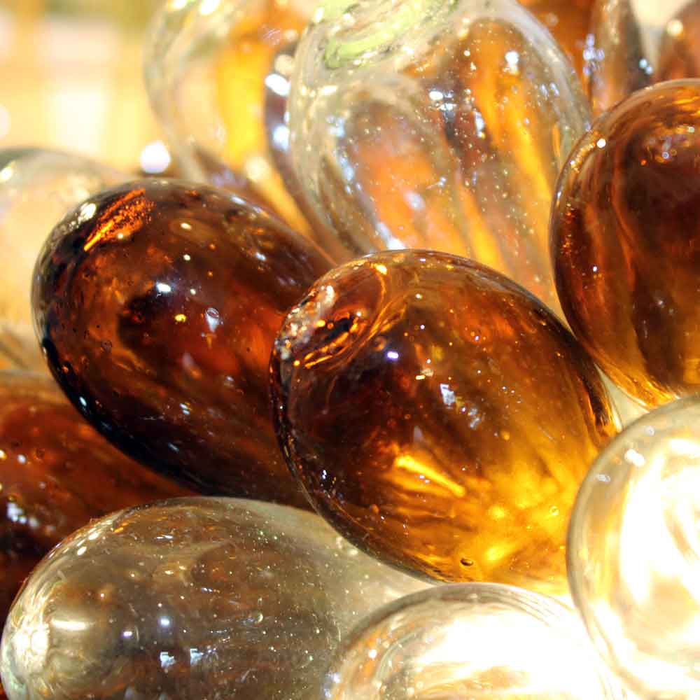 Lampe grappe Baladi T2 ambre et transparente. Soufflée à la bouche.